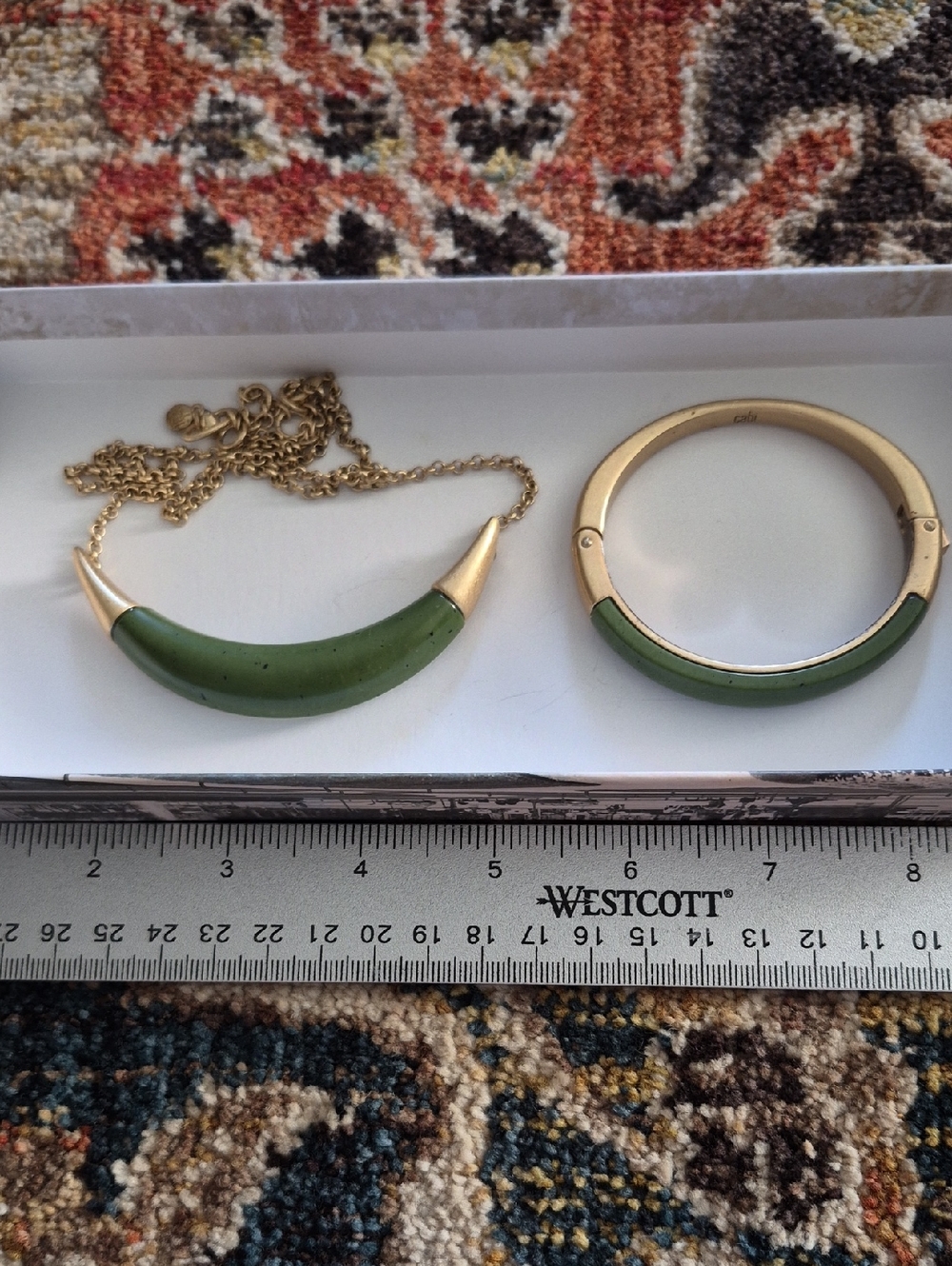 Vimtage Cabi Green Jasper & Brass Set